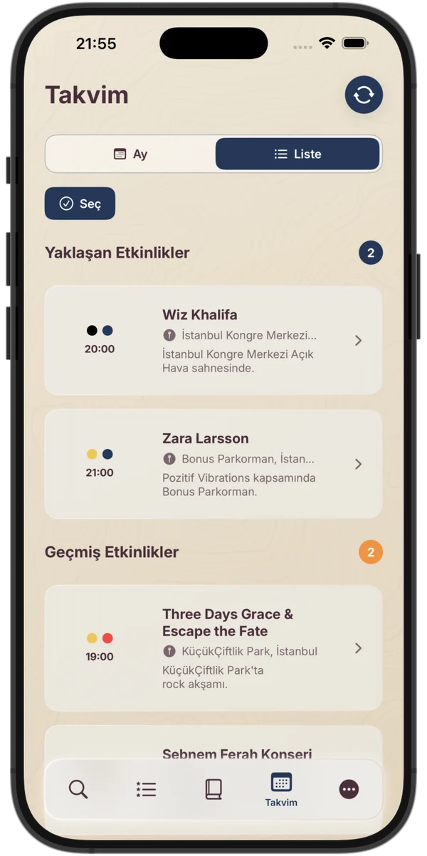 Takvim ekranı