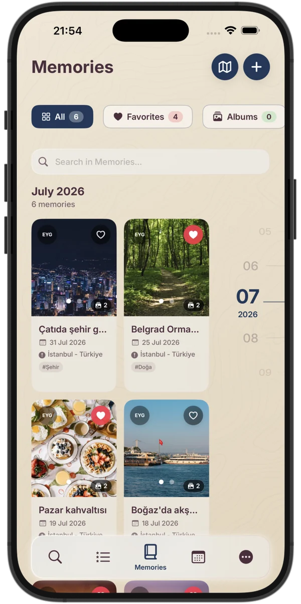 Memories screen
